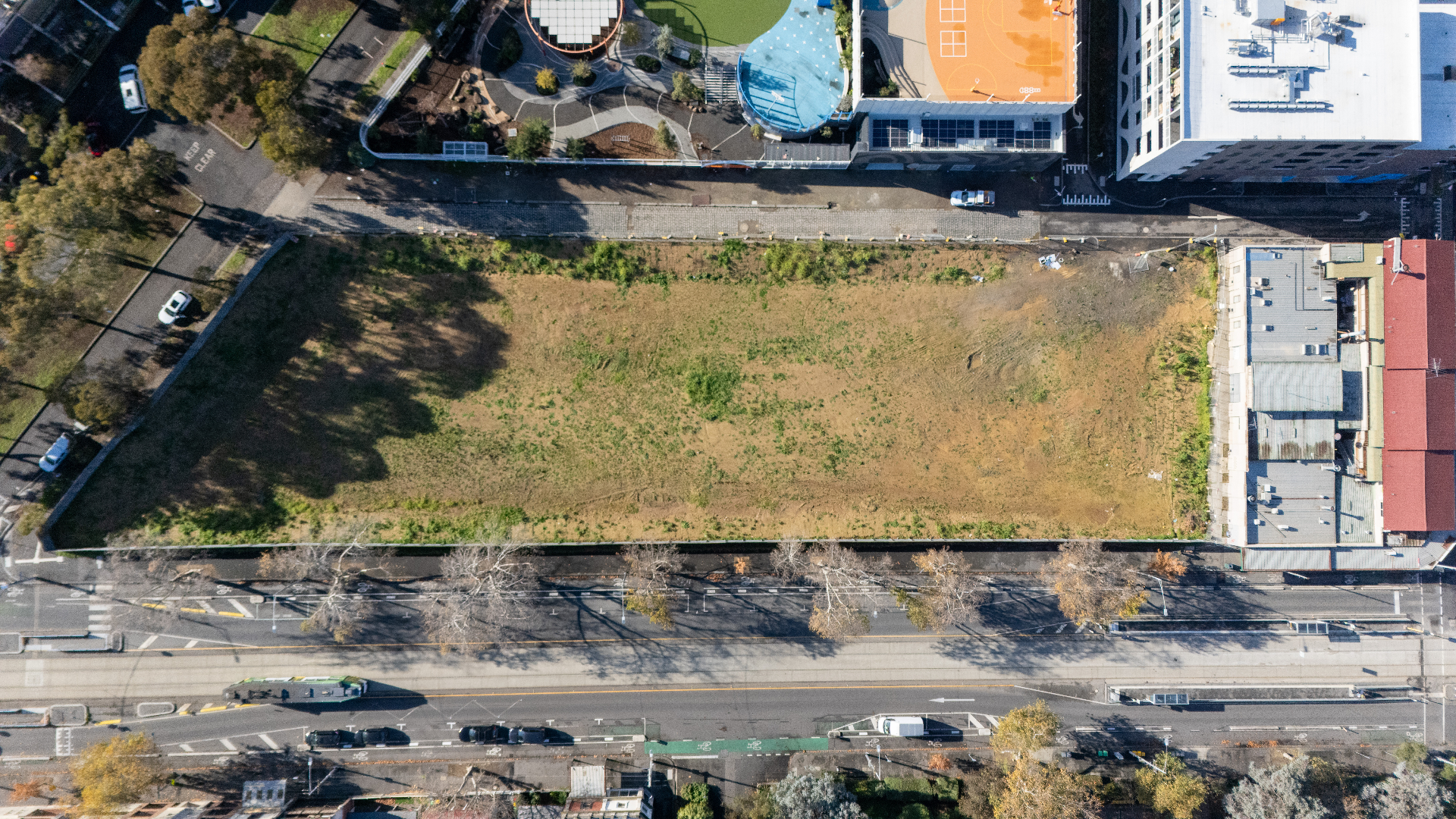 Aerial of the 366–422 Abbotsford Street site